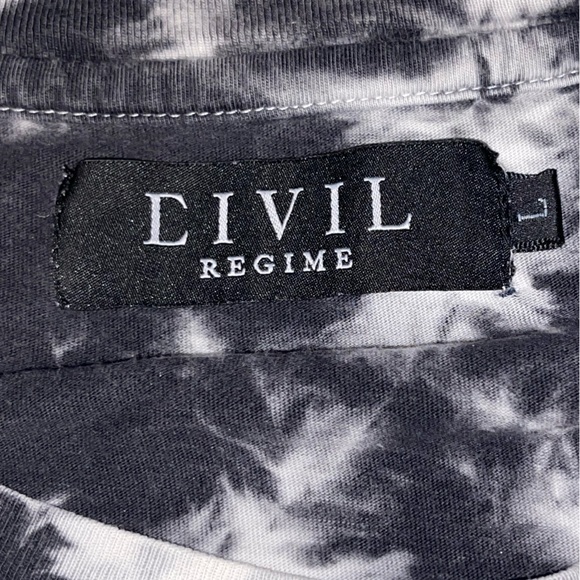 Civil Regima large tie dye black and white tee with roses - Picture 3 of 3